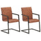 Eetkamerstoelen 2 st echt leer bruin