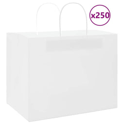 Papieren kraftzakken 250 st met hengsels 32x22x24 cm wit