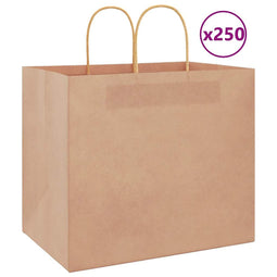 Papieren kraftzakken 250 st met hengsels 32x22x28 cm bruin