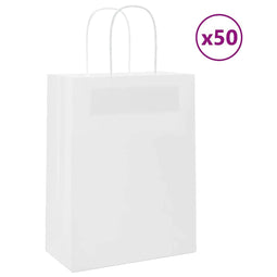 Papieren kraftzakken 50 st met hengsels 21x11x28 cm wit