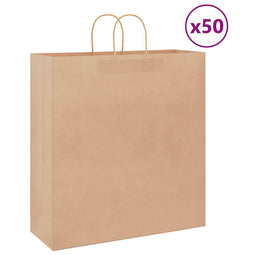 Papieren kraftzakken 50 st met hengsels 45x17x48 cm bruin