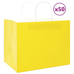 Papieren kraftzakken 50 st met hengsels 32x22x24 cm geel