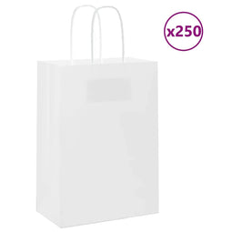 Papieren kraftzakken 250 st met hengsels 15x8x21 cm wit