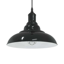 Hanglamp in hoogte verstelbaar E27 31 cm metaal glanzend zwart