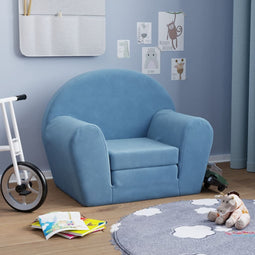 Kinderslaapbank zacht pluche blauw