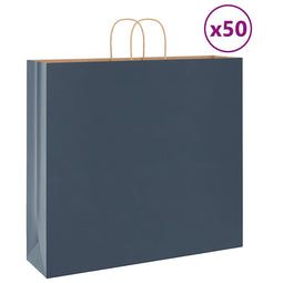 Papieren kraftzakken 50 st met hengsels 54x15x49 cm blauw