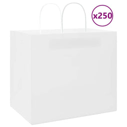 Papieren kraftzakken 250 st met hengsels 32x22x28 cm wit