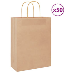 Papieren kraftzakken 50 st met hengsels 26x12x35 cm bruin