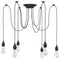Hanglamp met 6 lamphouders E27 metaal zwart