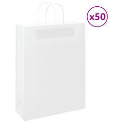 Papieren kraftzakken 50 st met hengsels 32x12x42 cm wit