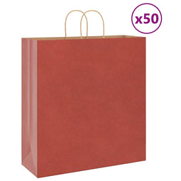 Papieren kraftzakken 50 st met hengsels 45x17x48 cm rood