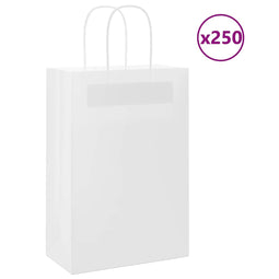 Papieren kraftzakken 250 st met hengsels 21x11x31 cm wit
