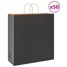 Papieren kraftzakken 50 st met hengsels 45x17x48 cm zwart