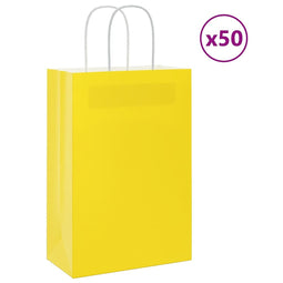Papieren kraftzakken 50 st met hengsels 21x11x31 cm geel