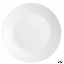 Eetbord Luminarc Zelie Wit Glas Ø 25 cm (12 Stuks)