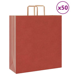 Papieren kraftzakken 50 st met hengsels 45x17x48 cm rood