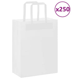Papieren kraftzakken 250 st met hengsels 21x11x28 cm wit
