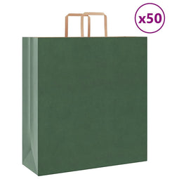Papieren kraftzakken 50 st met hengsels 45x17x48 cm groen