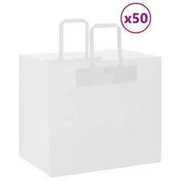 Papieren kraftzakken 50 st met hengsels 32x22x28 cm wit