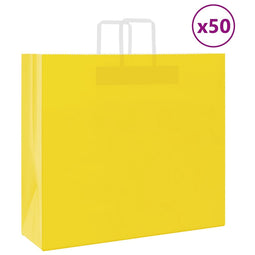 Papieren kraftzakken 50 st met hengsels 54x15x49 cm geel
