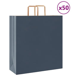 Papieren kraftzakken 50 st met hengsels 45x17x48 cm blauw