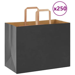 Papieren kraftzakken 250 st met hengsels 32x17x25 cm zwart