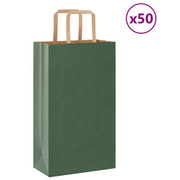 Papieren kraftzakken 50 st met hengsels 21x11x36 cm groen