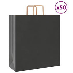Papieren kraftzakken 50 st met hengsels 45x17x48 cm zwart