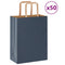 Papieren kraftzakken 50 st met hengsels 21x11x28 cm blauw