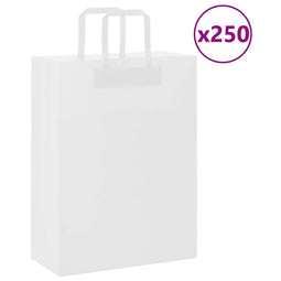 Papieren kraftzakken 250 st met hengsels 26x12x35 cm wit