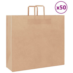 Papieren kraftzakken 50 st met hengsels 54x15x49 cm bruin