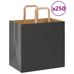 Papieren kraftzakken 250 st met hengsels 26x17x25 cm zwart