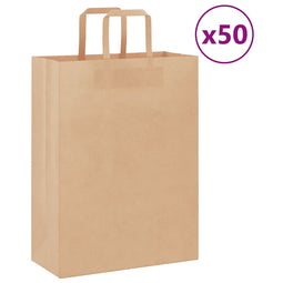 Papieren kraftzakken 50 st met hengsels 26x12x35 cm bruin