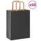 Papieren kraftzakken 50 st met hengsels 21x11x28 cm zwart