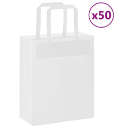 Papieren kraftzakken 50 st met hengsels 18x8x22 cm wit