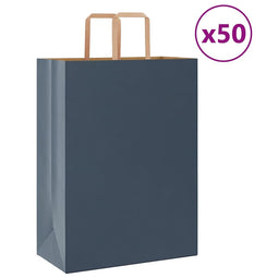 Papieren kraftzakken 50 st met hengsels 32x17x44 cm blauw