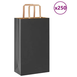 Papieren kraftzakken 250 st met hengsels 21x11x36 cm zwart