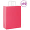 Papieren kraftzakken 50 st met hengsels 26x12x35 cm roze