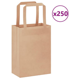 Papieren kraftzakken 250 st met hengsels 15x8x21 cm bruin