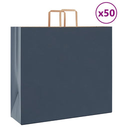 Papieren kraftzakken 50 st met hengsels 54x15x49 cm blauw