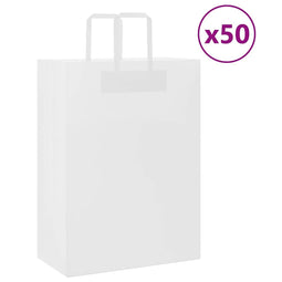 Papieren kraftzakken 50 st met hengsels 32x17x44 cm wit