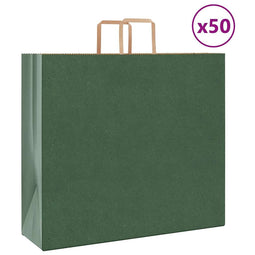 Papieren kraftzakken 50 st met hengsels 54x15x49 cm groen