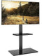 FITUEYES TV Floor Stand for 32 to 60 inch, Universal Corner TV Stand with Adjustable Shelf,Swivel, Freestanding Glass TV Stand, Easy Assembly, Black