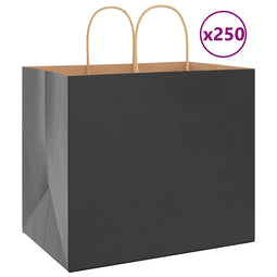 Papieren kraftzakken 250 st met hengsels 32x22x28 cm zwart