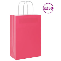 Papieren kraftzakken 250 st met hengsels 21x11x31 cm roze