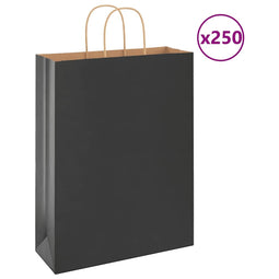 Papieren kraftzakken 250 st met hengsels 32x12x42 cm zwart