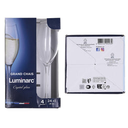 Set van bekers Luminarc Grand Chais Transparant Glas 240 ml (4 Stuks)