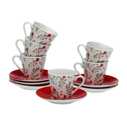 Set van koffiekopjes Versa Hartjes 6 Stuks Porselein