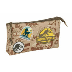 Pennenetui met 3 vakken Jurassic World Beige 22 x 12 x 3 cm