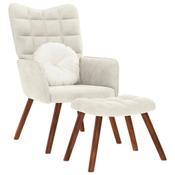 Relaxstoel met voetenbank fluweel crmekleurig